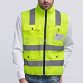 Gilet de sécurité vert fluo de haute visibilité 4 poches multifonctionnelles avec fermeture à glissière avant et rubans réfléchissants